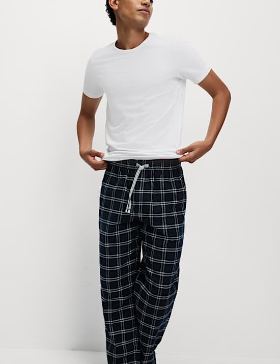 Pure Cotton Checked Pyjama Bottoms