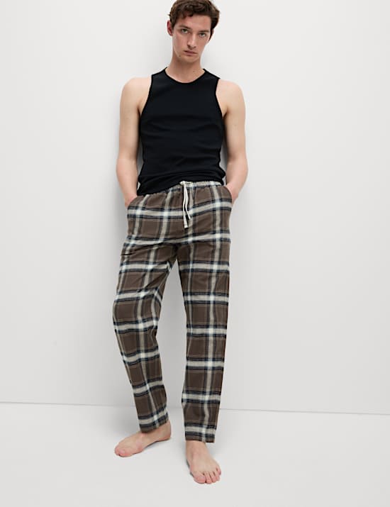 Pure Cotton Checked Pyjama Bottoms