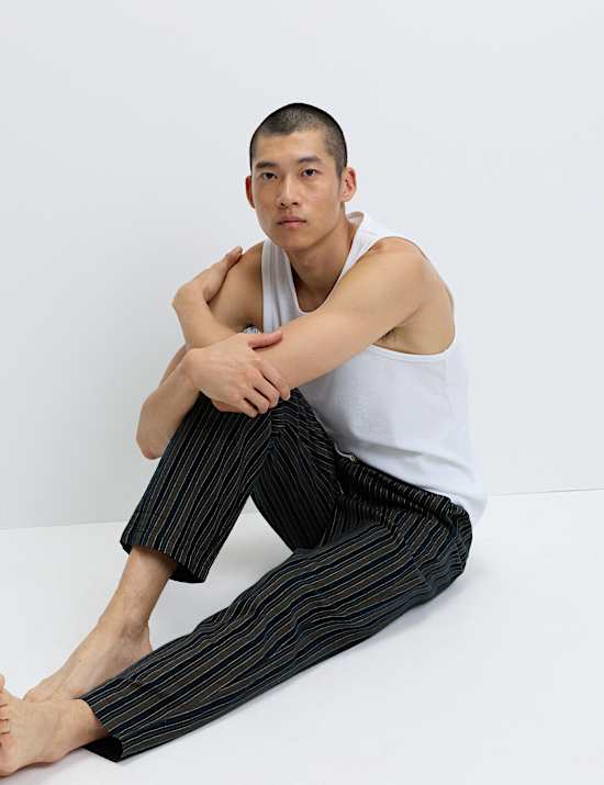 Gestreifte Loungewear-Hose aus reiner Baumwolle