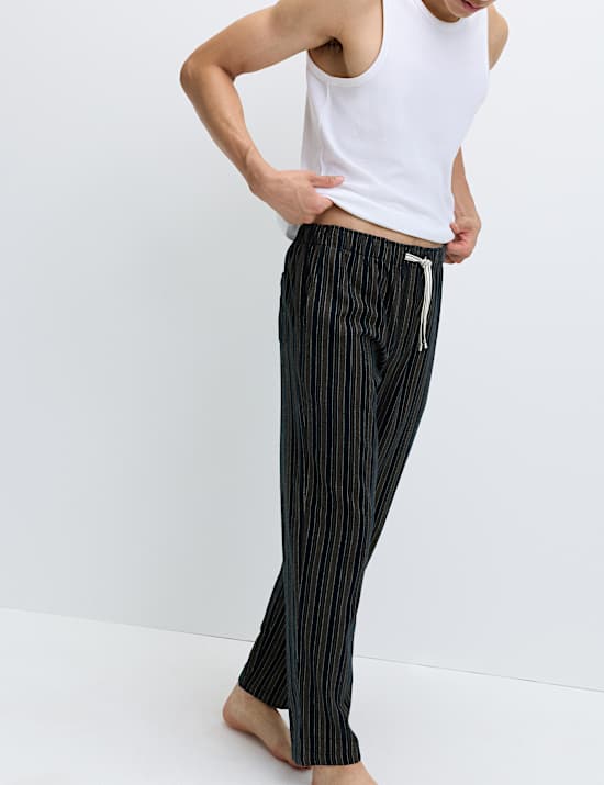 Gestreifte Loungewear-Hose aus reiner Baumwolle