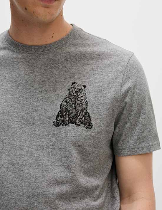 Pure Cotton Bear Graphic Loungewear T-Shirt