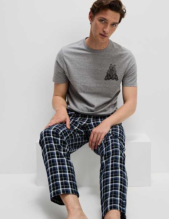 Pure Cotton Bear Graphic Loungewear T-Shirt