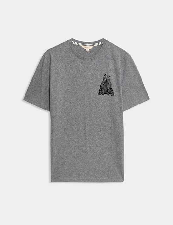 Pure Cotton Bear Graphic Loungewear T-Shirt