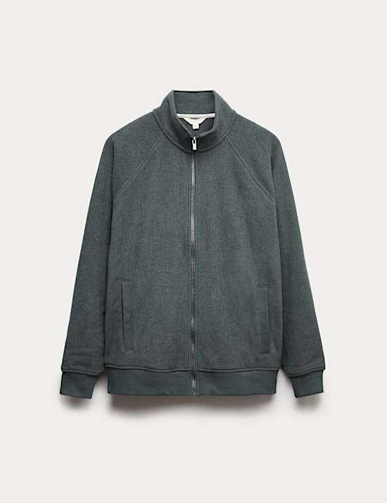 Fleece Zip Up Funnel Neck Loungewear Top