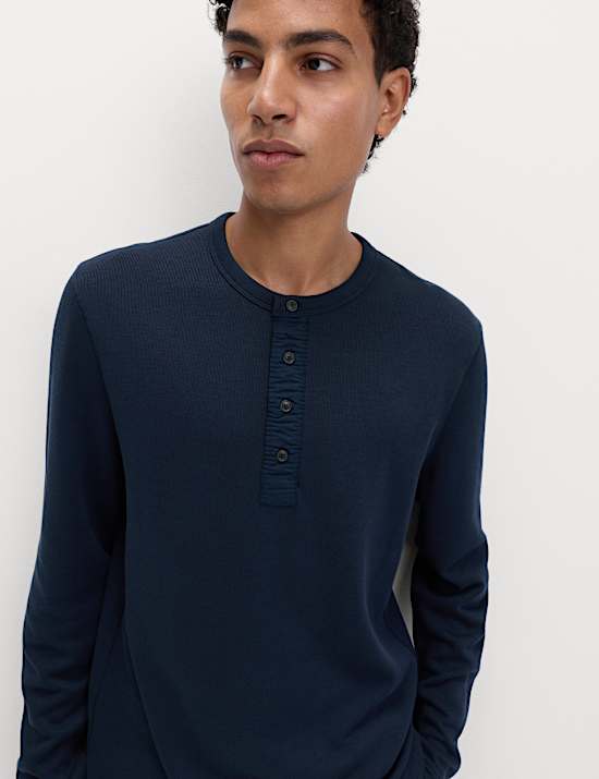 Cotton Rich Henley Loungewear Top