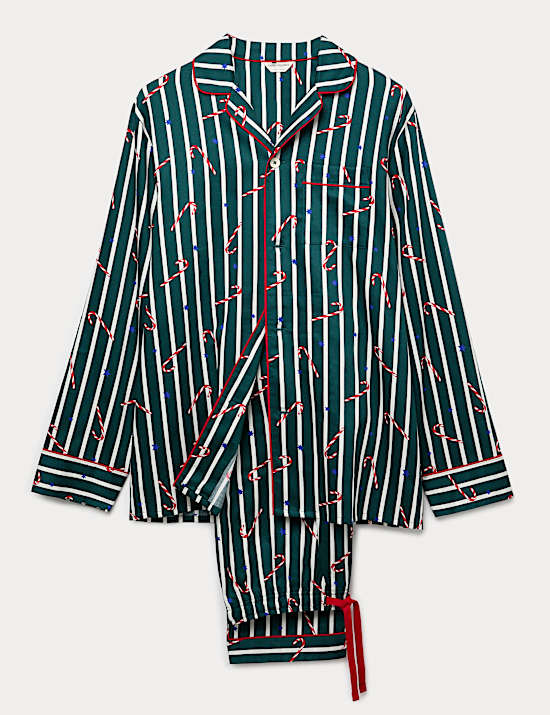 Pure Cotton Candy Cane Family Christmas Pyjama Set