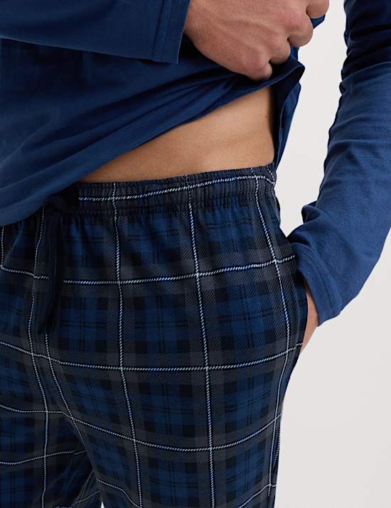 Ensemble pyjama 100 % coton à carreaux