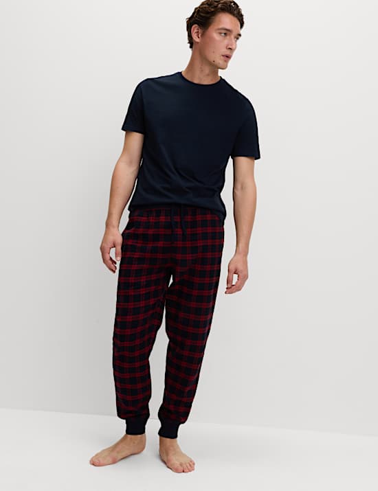 Bas de pyjama 100 % coton à carreaux