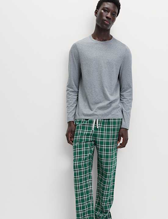 Pure Cotton Checked Loungewear Bottoms