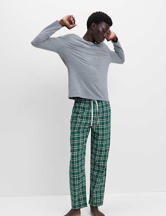 Pure Cotton Checked Loungewear Bottoms