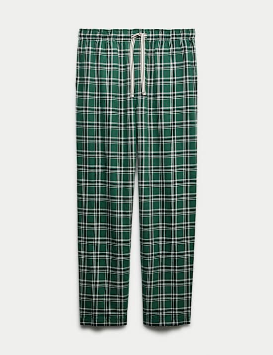 Pure Cotton Checked Loungewear Bottoms