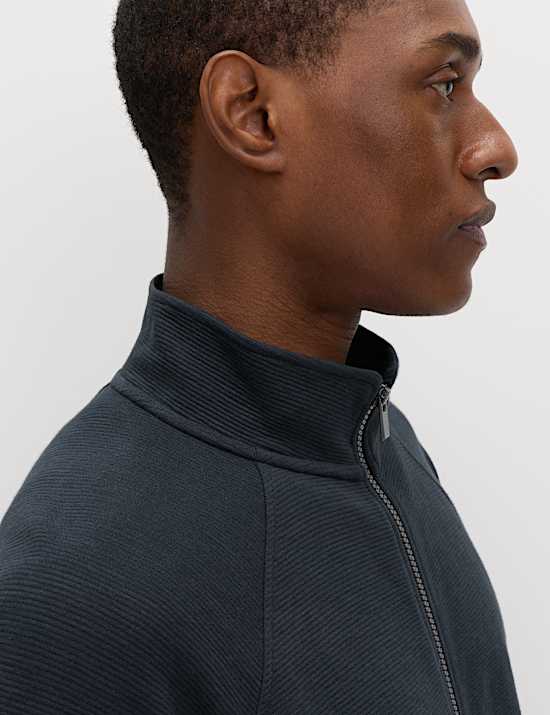 Cotton Rich Rib Zip Up Loungewear Top