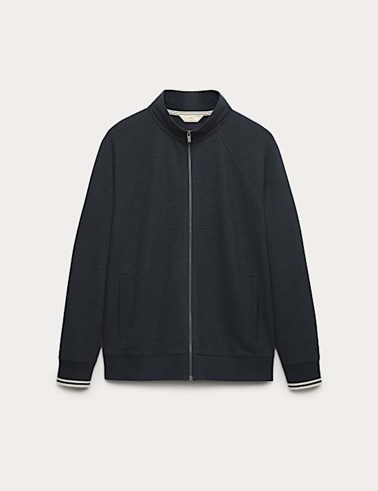 Cotton Rich Rib Zip Up Loungewear Top