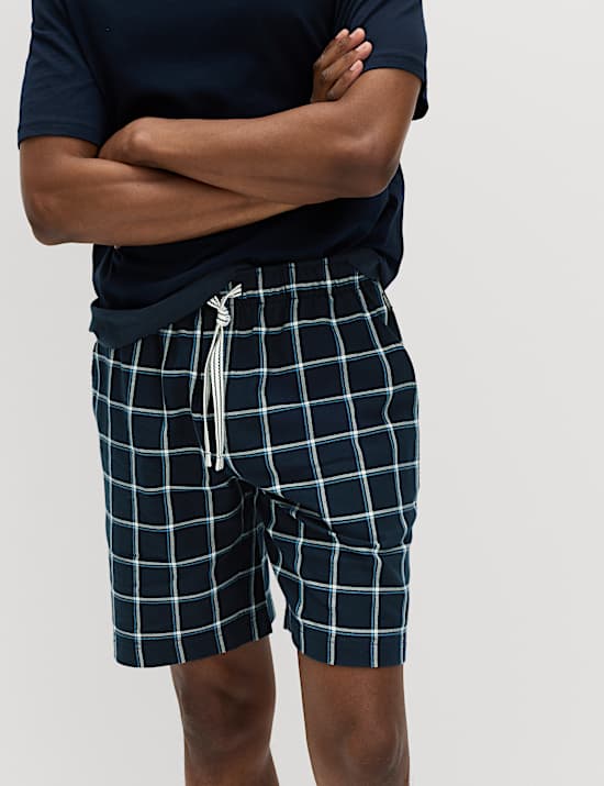 Pure Cotton Woven Checked Pyjama Shorts