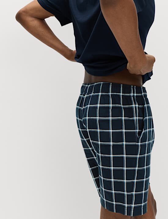 Pure Cotton Woven Checked Pyjama Shorts