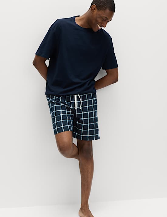 Pure Cotton Woven Checked Pyjama Shorts