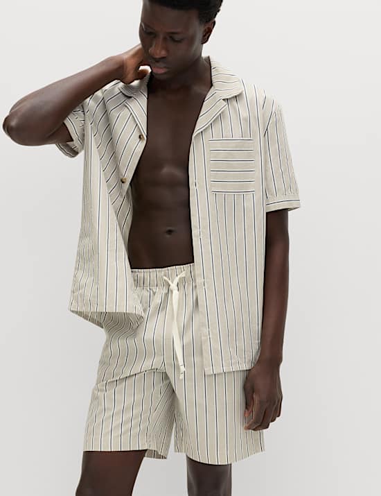 Gestreiftes Schlafanzugoberteil aus reiner Baumwolle