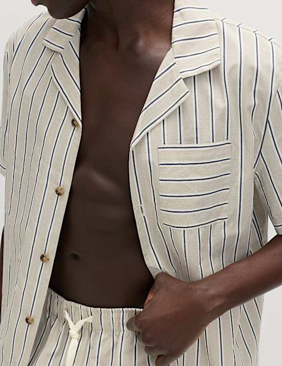 Gestreiftes Schlafanzugoberteil aus reiner Baumwolle