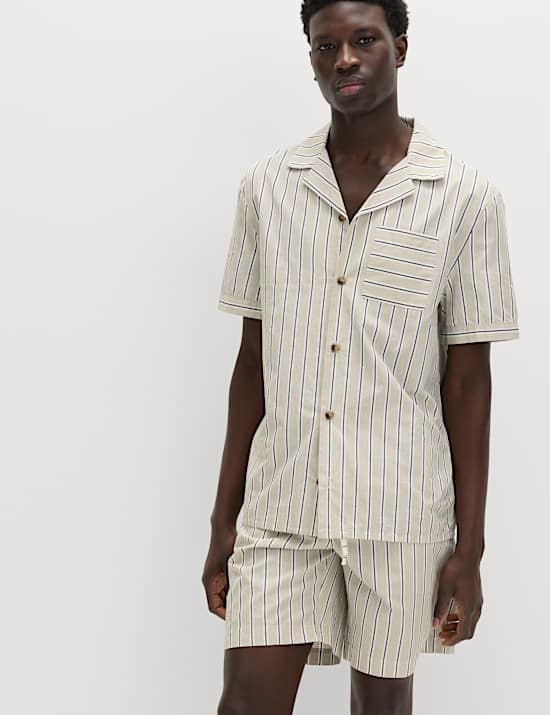 Gestreiftes Schlafanzugoberteil aus reiner Baumwolle