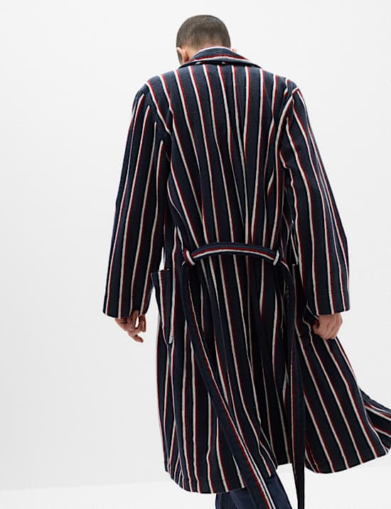 Pure Cotton Striped Towelling Dressing Gown