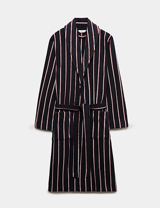 Pure Cotton Striped Towelling Dressing Gown