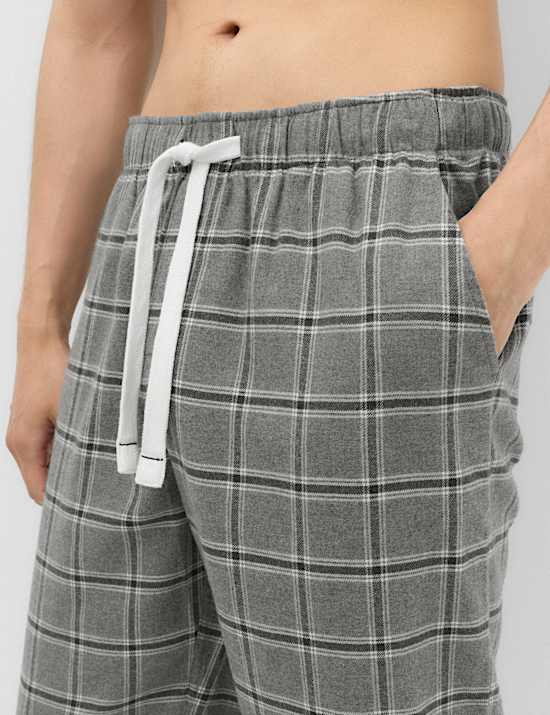 Pure Cotton Checked Loungewear Bottoms