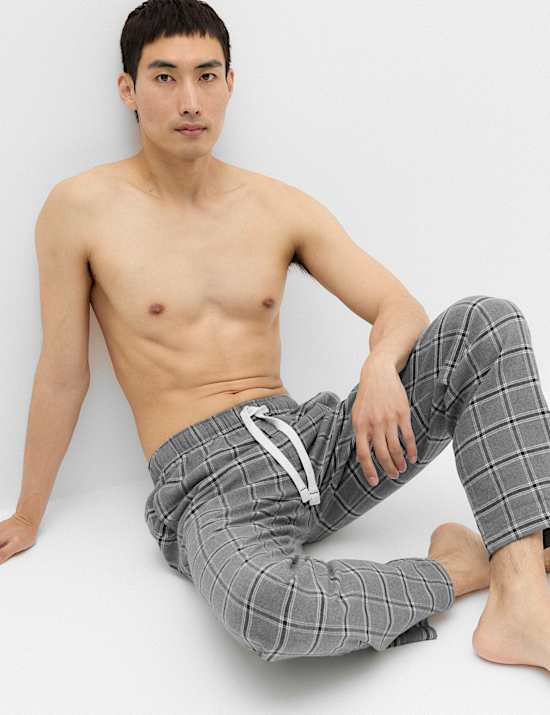 Pure Cotton Checked Loungewear Bottoms