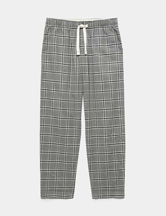 Pure Cotton Checked Loungewear Bottoms