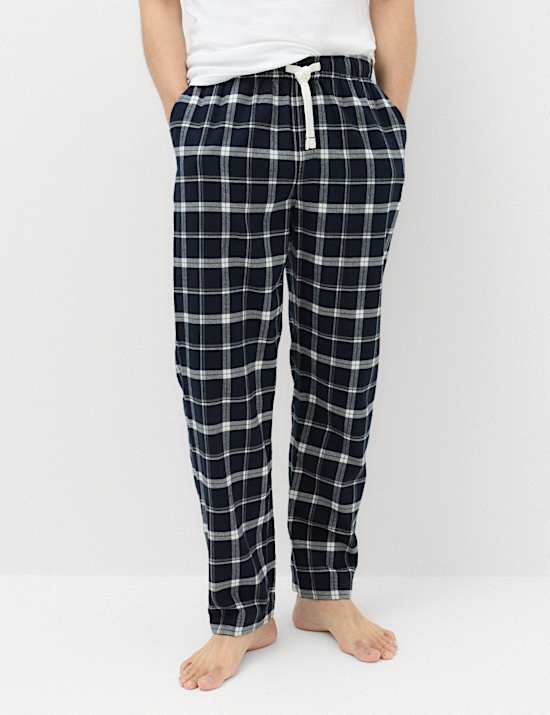 Pure Cotton Checked Loungewear Bottoms