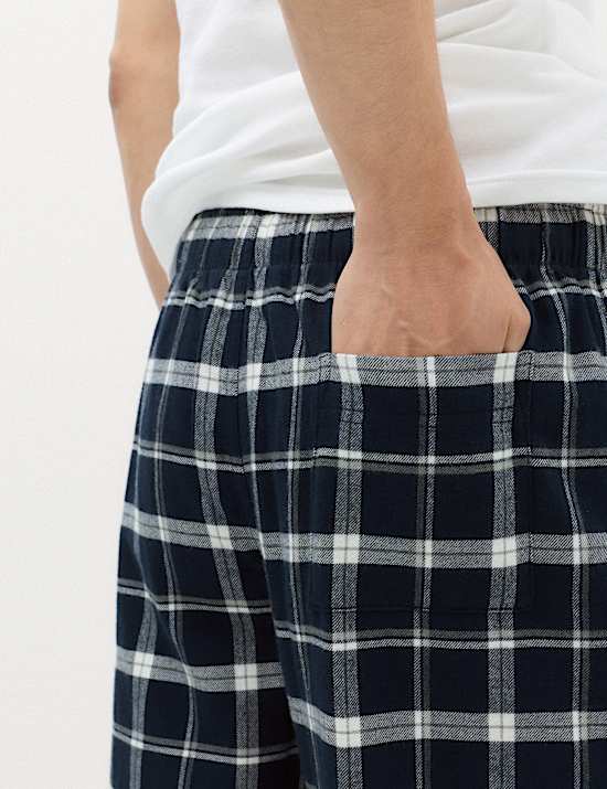 Pure Cotton Checked Loungewear Bottoms
