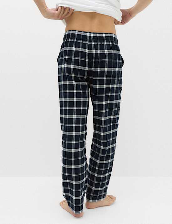 Pure Cotton Checked Loungewear Bottoms