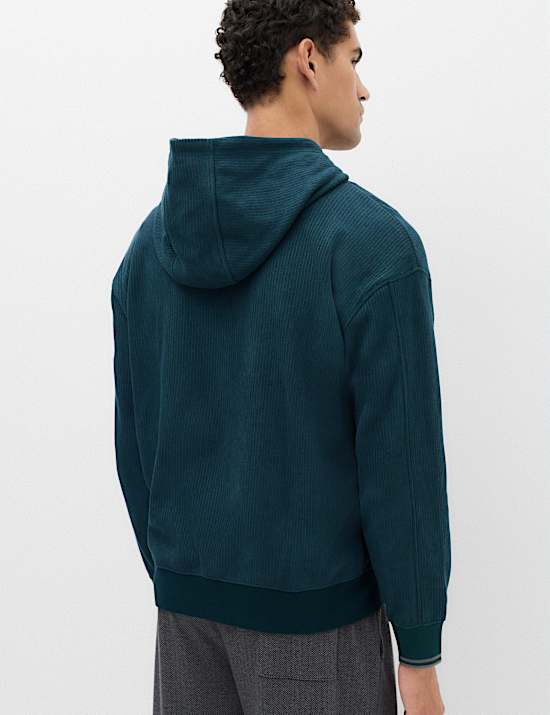 Fleece Textured Zip Up Hoodie