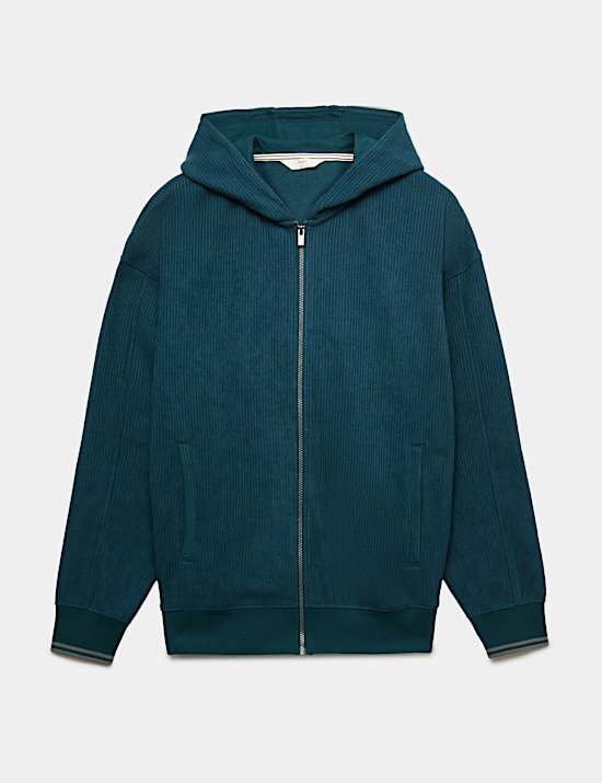 Fleece Textured Zip Up Hoodie