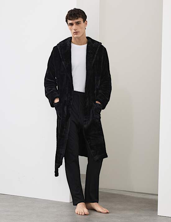 Fleece Supersoft Hooded Dressing Gown