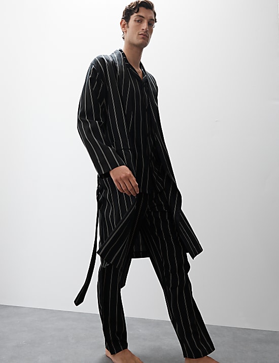 Pure Lyocell Striped Dressing Gown