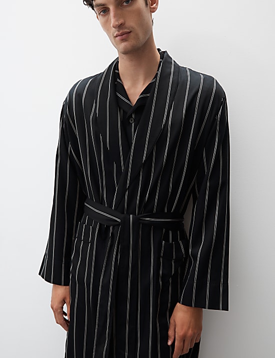 Pure Lyocell Striped Dressing Gown