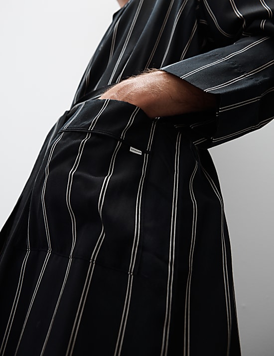 Pure Lyocell Striped Dressing Gown