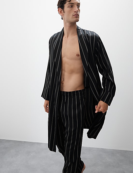 Pure Lyocell Striped Dressing Gown