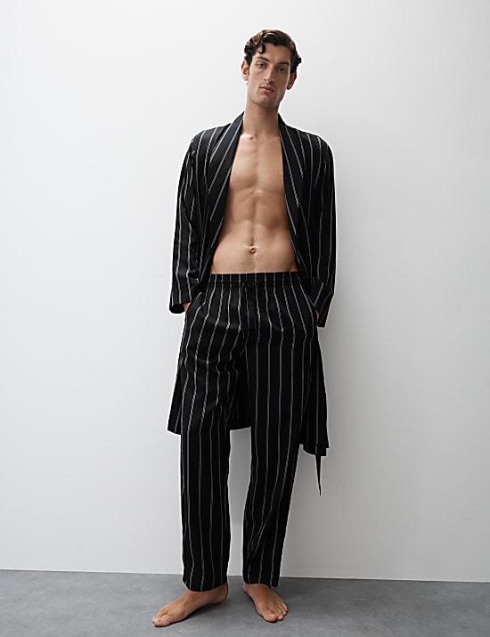 Pure Lyocell Striped Dressing Gown