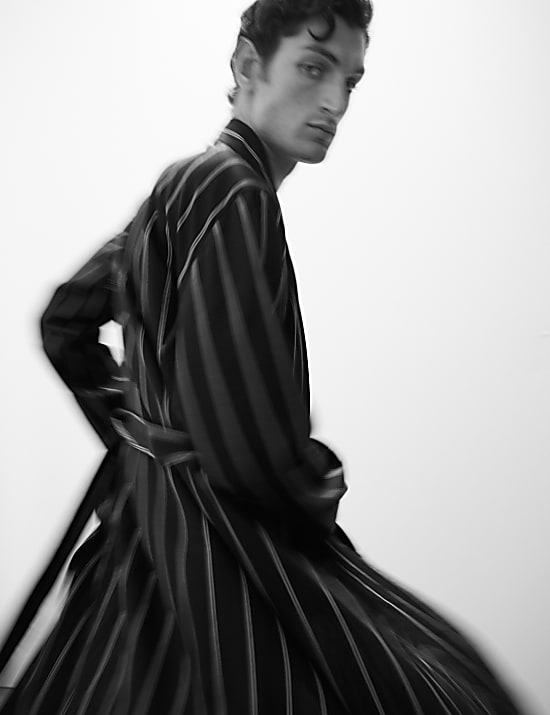 Pure Lyocell Striped Dressing Gown