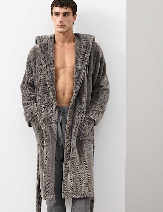 Supersoft Fleece Herringbone Dressing Gown