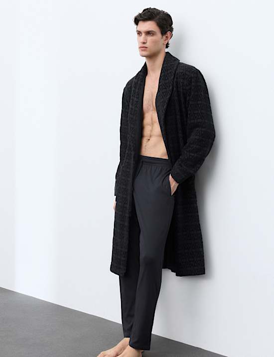 Pure Cotton Textured Dressing Gown
