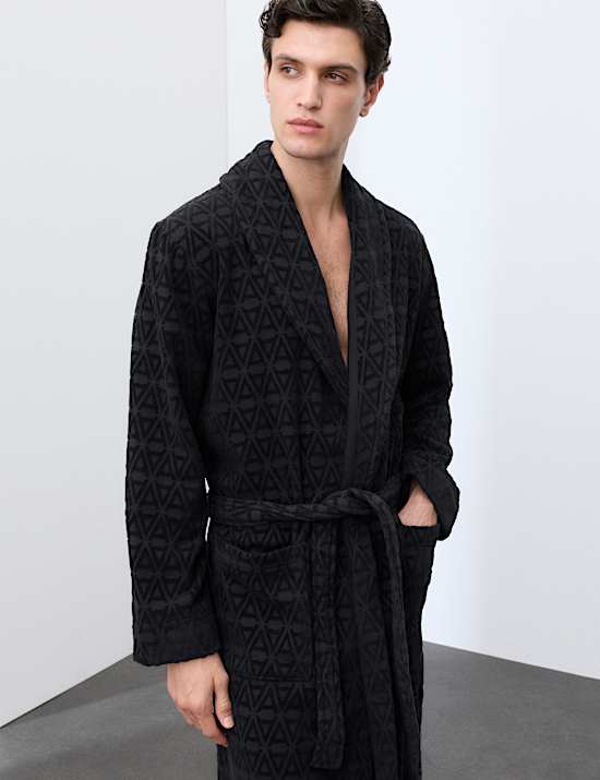 Pure Cotton Textured Dressing Gown