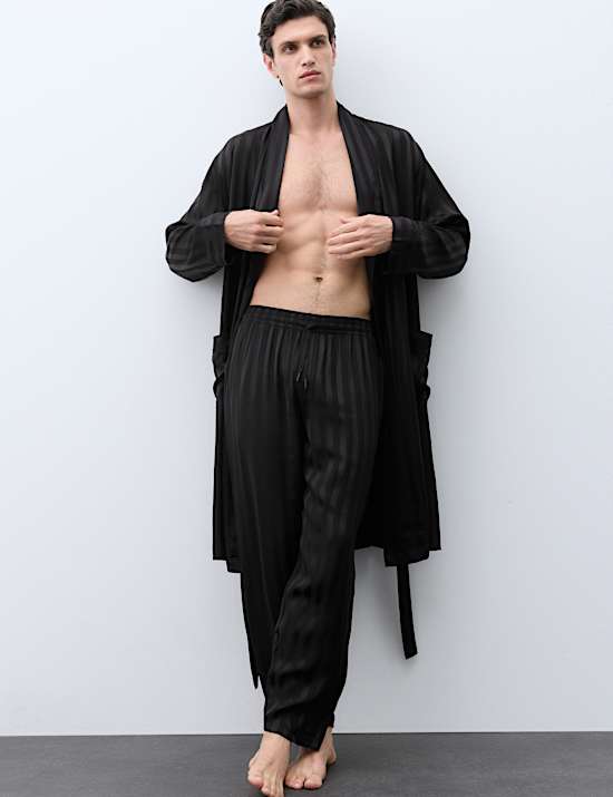 Satin Striped Stretch Dressing Gown