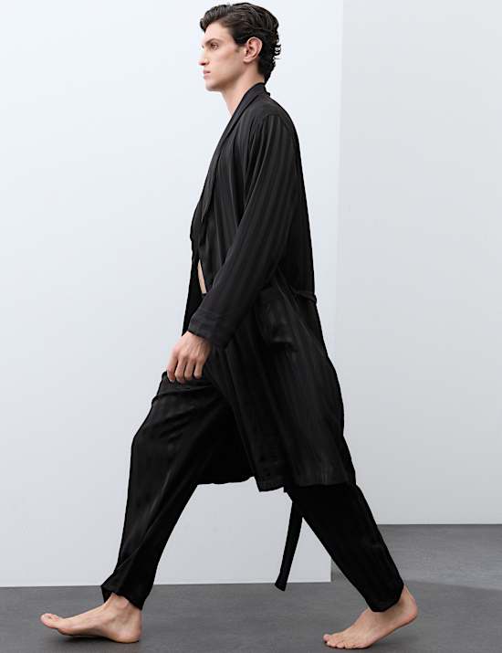 Satin Striped Stretch Dressing Gown