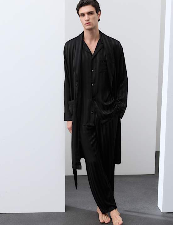 Satin Striped Stretch Dressing Gown