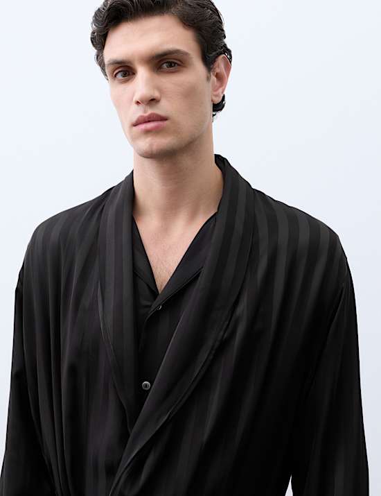 Satin Striped Stretch Dressing Gown