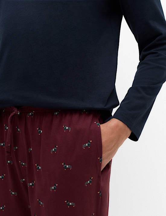 Pure Cotton Sausage Dog Print Pyjama Set