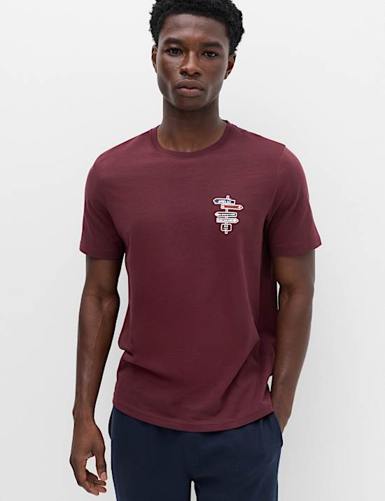 Pure Cotton Ski Badge Graphic T-Shirt