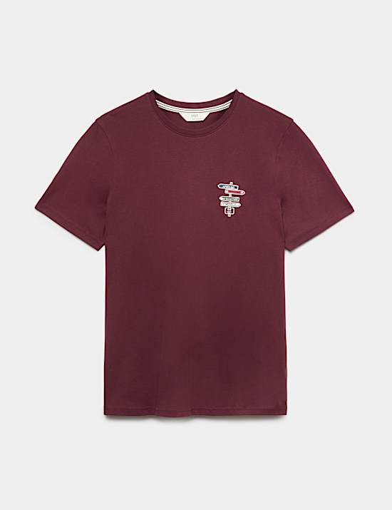 Pure Cotton Ski Badge Graphic T-Shirt